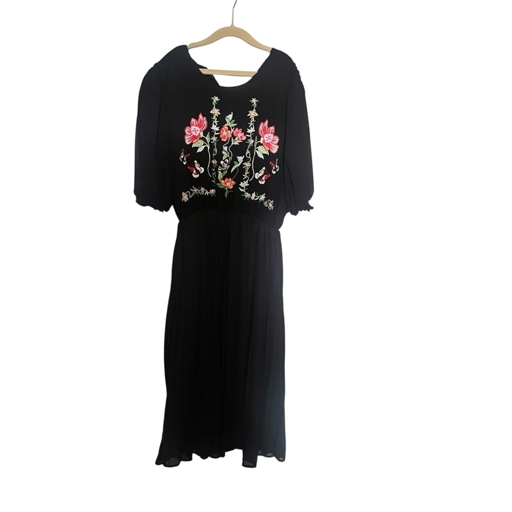 Floral Embroidered Black Dress